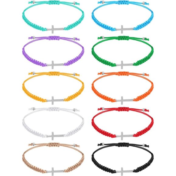 Christian Friendship Cross Bracelets Bulk 30 Pcs Multicolored Nylon Alloy Religi - Picture 1 of 6